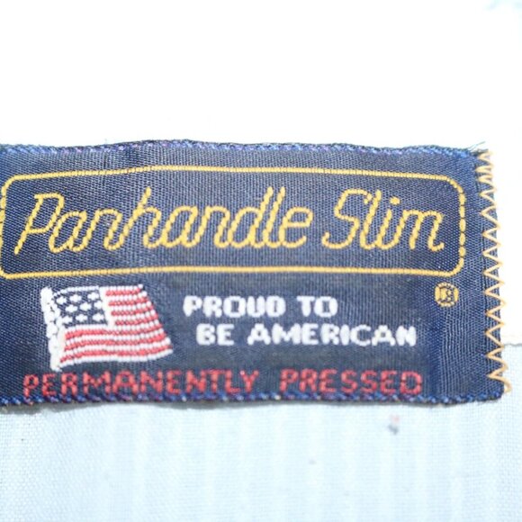 Panhandle Slim Shirt Mens 17-36 Blue Pinstripe Western Pearl Snap Made USA - Picture 16 of 16